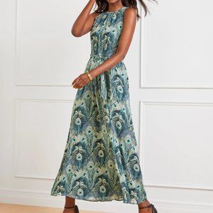 Talbots HALTER MAXI DRESS - PEACOCK FEATHERS